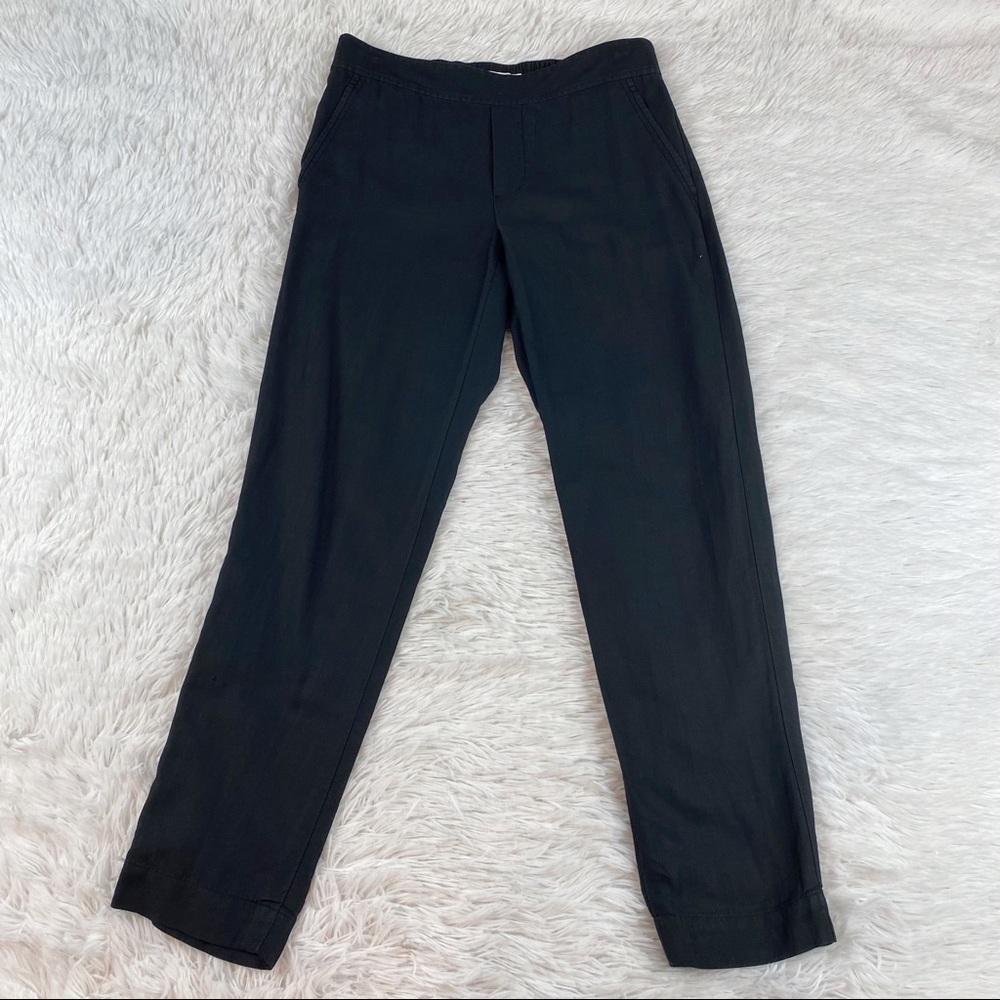 Vince women’s mid rise straight leg pull on pants casual black elastic‎ waist